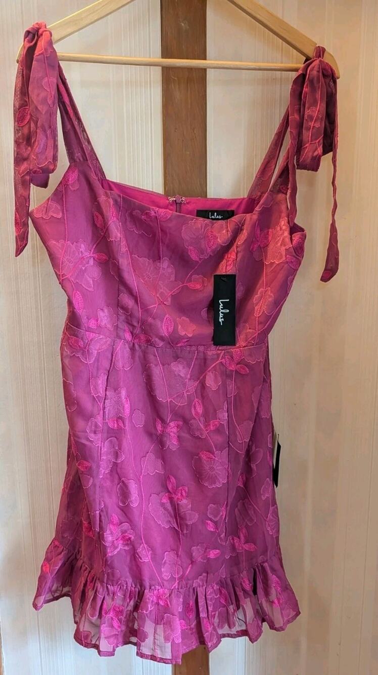 NWT Lulus Party Evening Wedding Lined Dress Women's Medium Magenta Pink